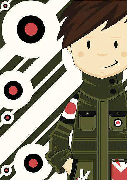 Vector illustration of Cool Mod Boy wearing Parka