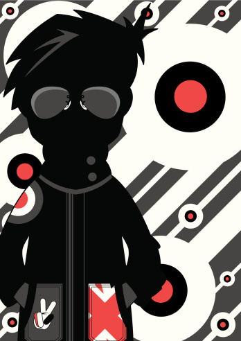 Vector illustration of a Mod Boy in Silhouette.