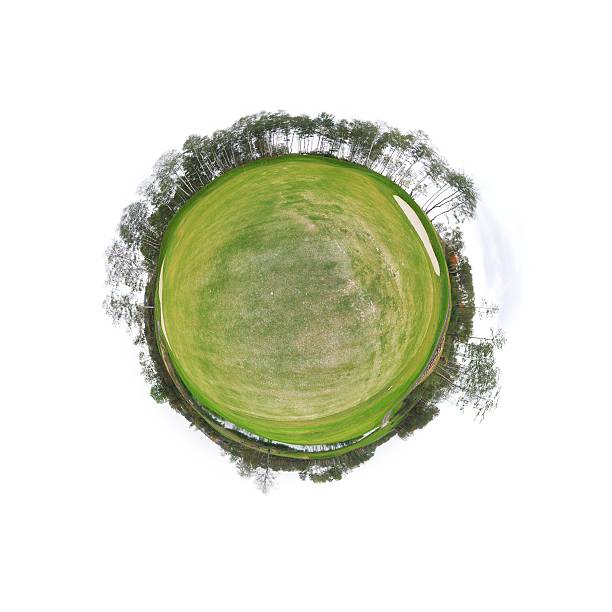 istock Little tiny planet golf course green field, Small world isolated 450908649