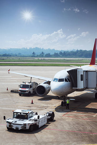 istock airplane stop in the airport 450910259