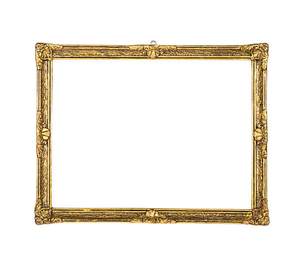 istock Narrow plaster picture frame isolated on white 450923483