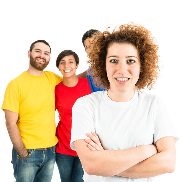 istock Group of friends on white background 450925835