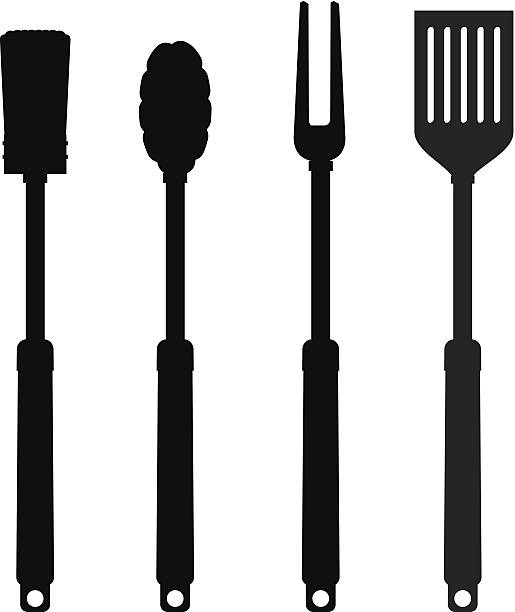 инструмент силуэты барбекю - spatula stock illustrations