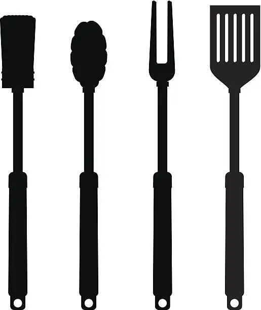 Vector illustration of BBQ Tool Silhouettes