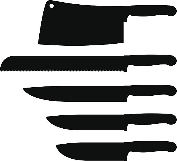 ilustrações, clipart, desenhos animados e ícones de faca de cozinha silhueta - table knife