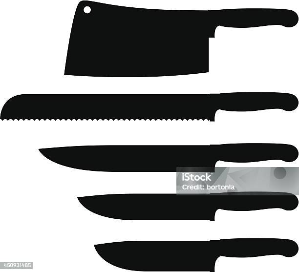 Kitchen Knife Silhouettes Stock Illustration - Download Image Now - Table Knife, Knife - Weapon, Kitchen Knife