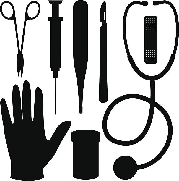 Vector illustration of Medical Supply Silhouettes