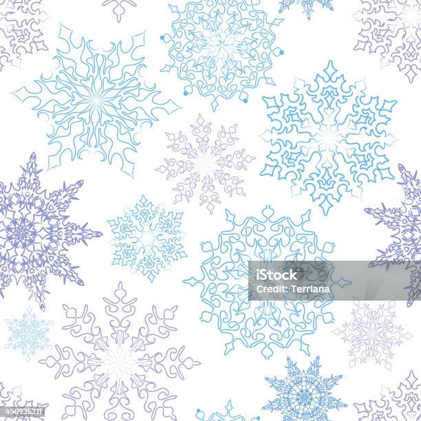 Schneeflocken Nahtlose Textur Stock Vektor Art und mehr Bilder von Abstrakt - Abstrakt, Bildhintergrund, Blau