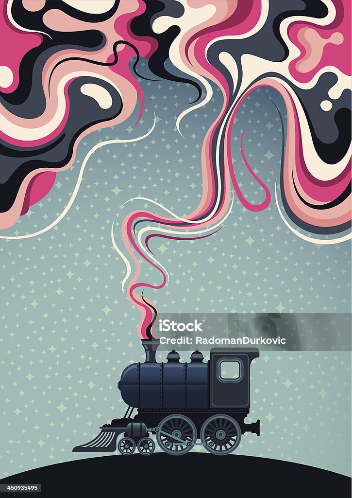 Ilustração abstrata com antiga locomotiva. - Vetor de Estilo retrô royalty-free