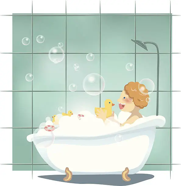 Vector illustration of baby bath