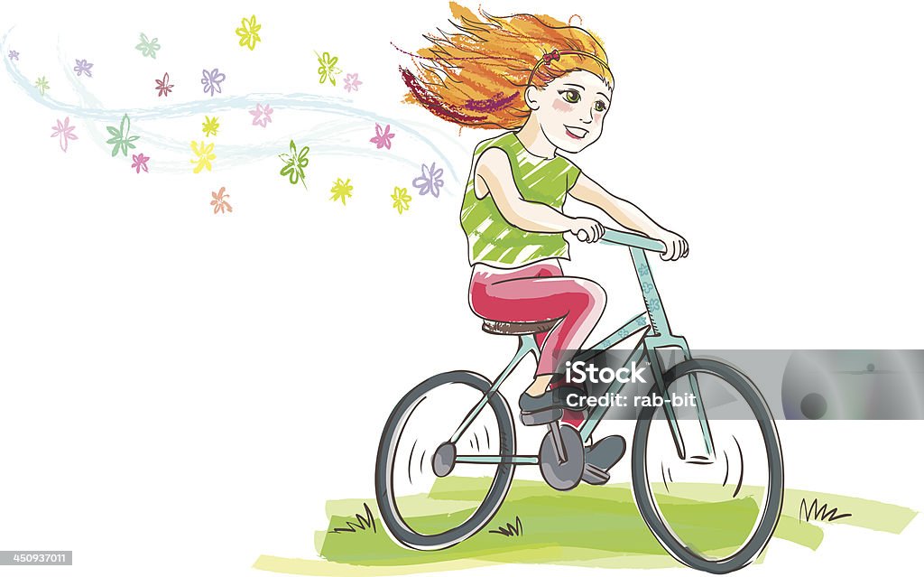 Garota na bicicleta - Vetor de Adolescente royalty-free