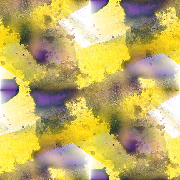 istock ink background watercolour purple, yellow brush texture isolated 450937753