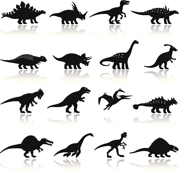 ilustraciones, imágenes clip art, dibujos animados e iconos de stock de icono de dinosaurios - tyrannosaur