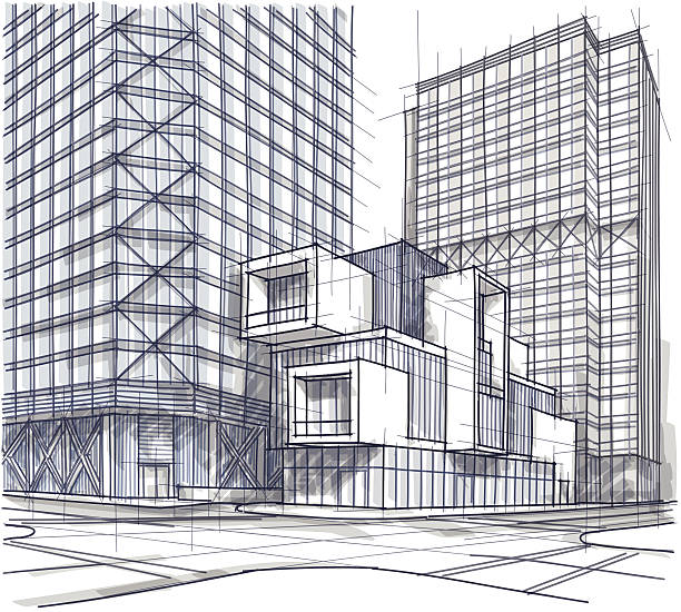 ilustraciones, imágenes clip art, dibujos animados e iconos de stock de arquitectura - street technology blueprint city