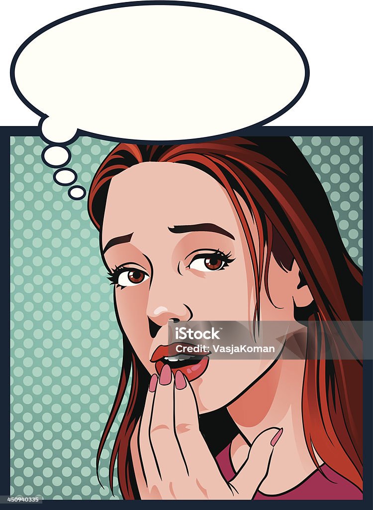 Woman Sick with Worries Woman's head can be taken out of the frame and used without speech balloon. Accidents and Disasters stock vector