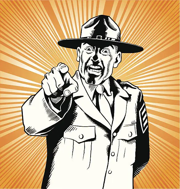 Vector illustration of Army Drill Sergeant