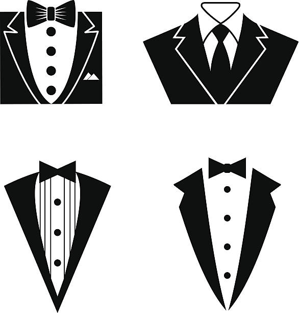 Tuxedo Icon Set Tuxedo Icon Set mens fashion stock illustrations