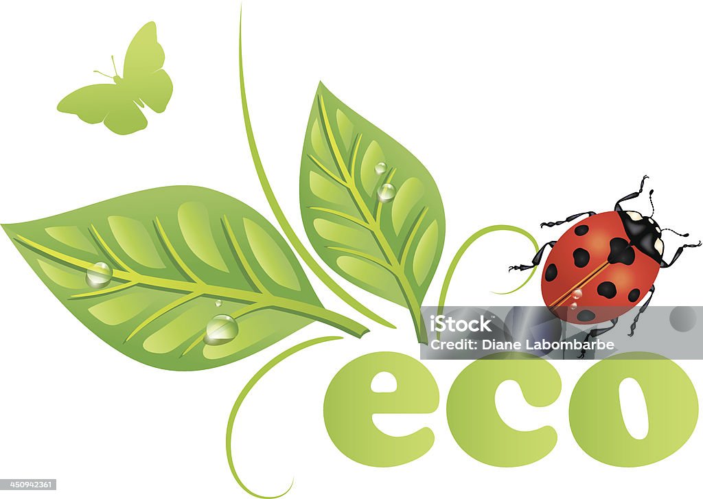 Icona foglia coccinella ambiente - arte vettoriale royalty-free di Coccinella