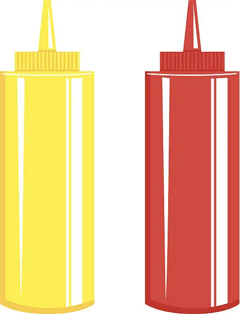Vector illustration of Ketchup & Mustard Bottle