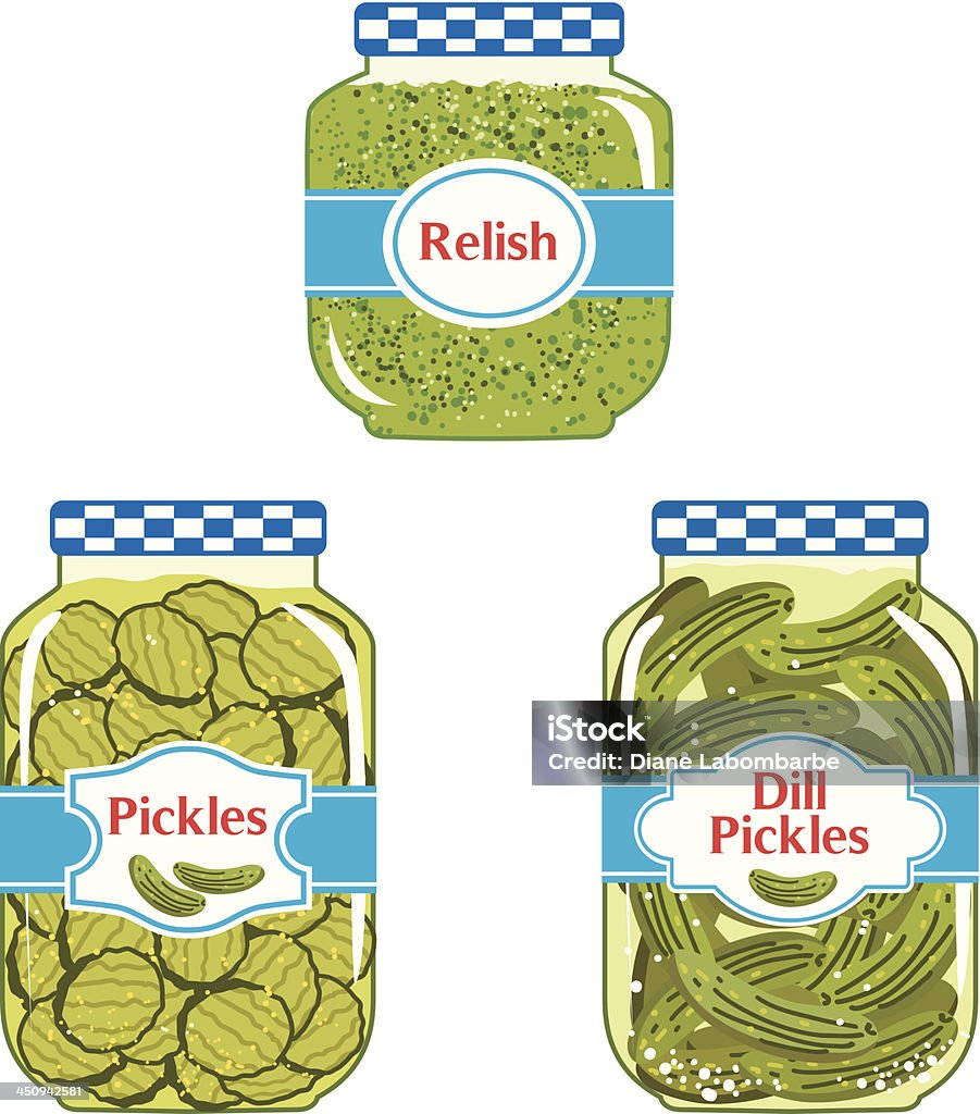 Релиш & Pickles и банки - Векторная графика Солёный огурец роялти-фри