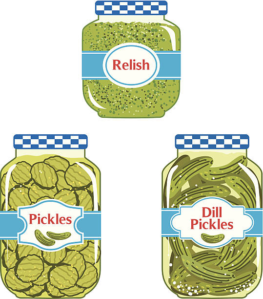 Relish & Pickles jars Relish & Pickles jars relish stock illustrations
