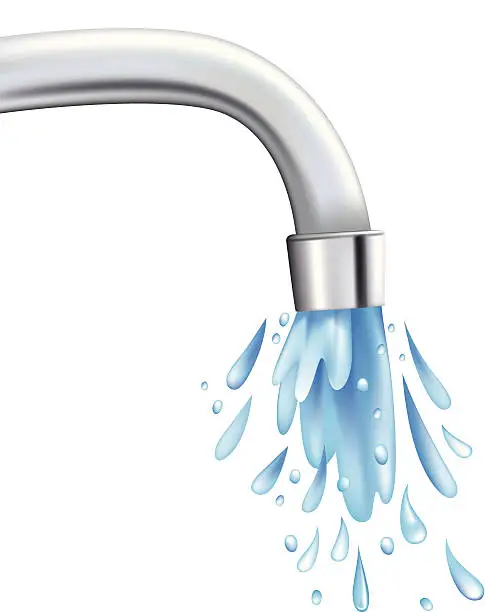 Vector illustration of Splashing Water Pouring From Tap