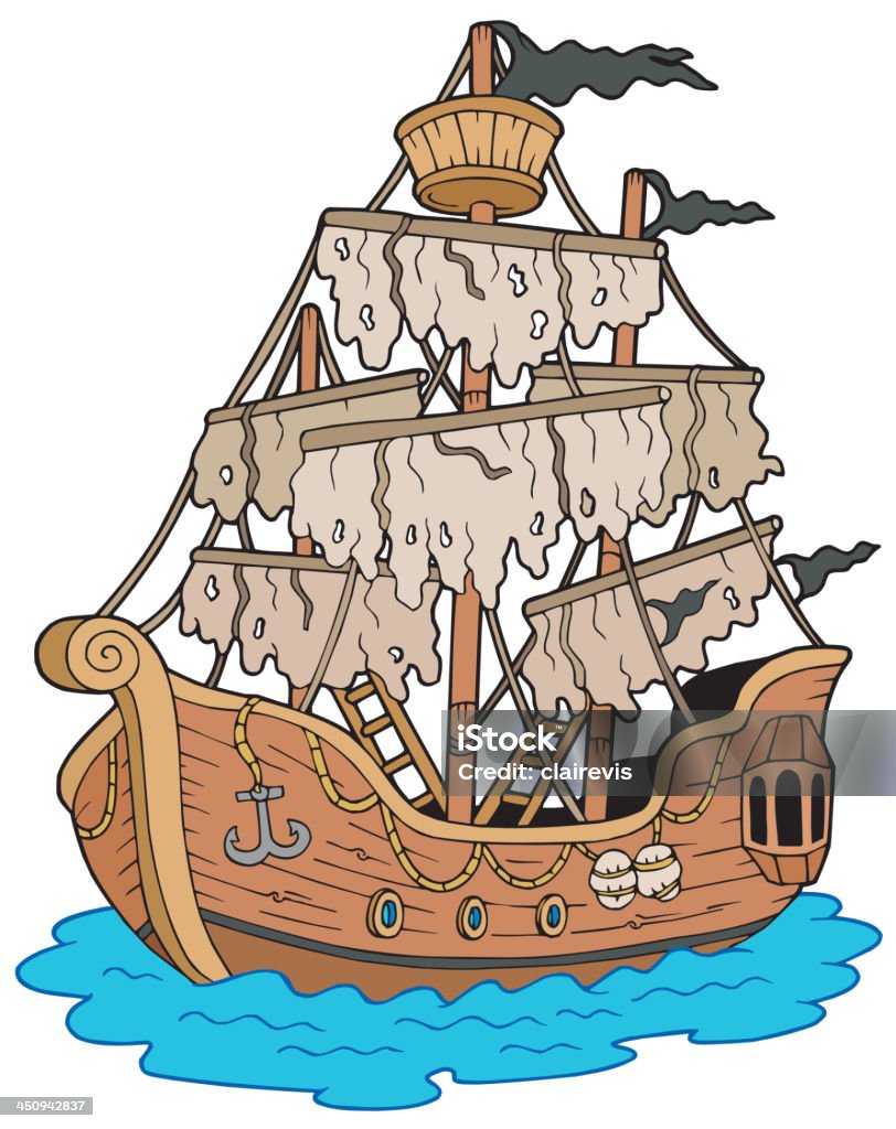 Mystérieuse bateau - clipart vectoriel de Ancre libre de droits