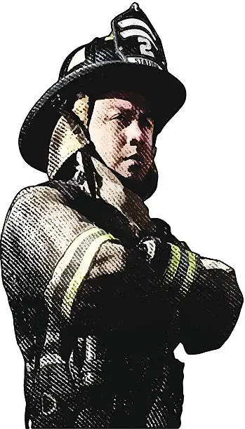 Vector illustration of Firefighter Pensive