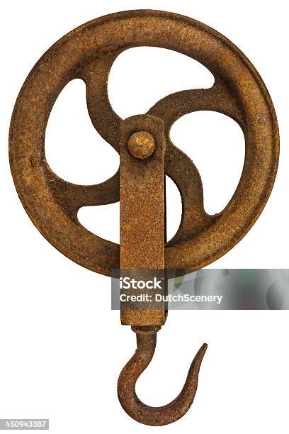 Vintage Rusty Crane Hook Isolated On White Stock Photo - Download Image Now - Pulley, Cable Winch, Cut Out