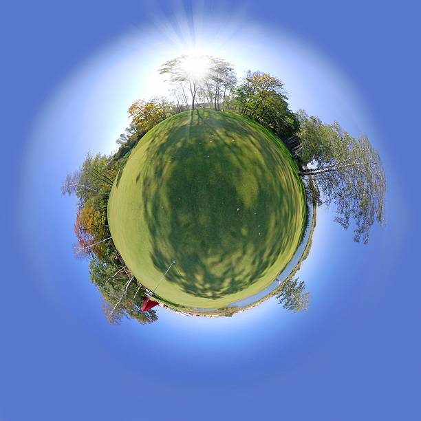istock Little tiny planet with grass field and trees. Small world 450943883