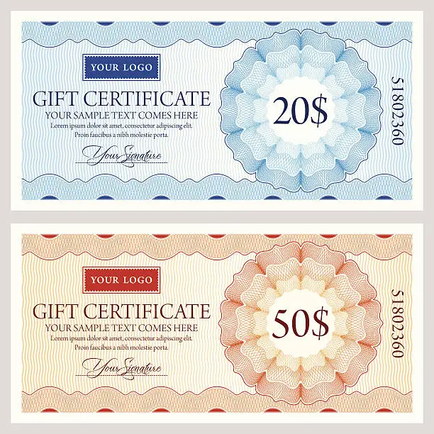 Vector illustration of Gift certificate template in two colors