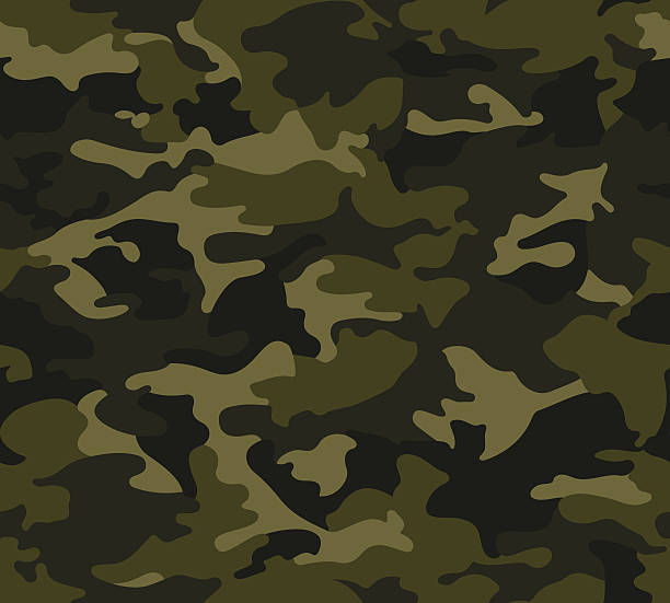 wald-camouflage-muster wiederholen - camouflage stock-grafiken, -clipart, -cartoons und -symbole