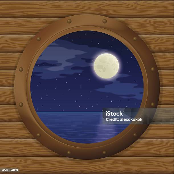 夜の海の船のウィンドウ - イラストレーションのベクターアート素材や画像を多数ご用意 - イラストレーション, ベクター画像, 人物なし