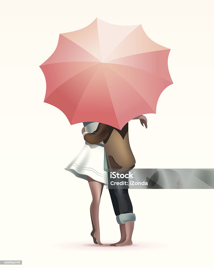 Lovers under Umbrella Vector Illustration of Lovers under Umbrella Couple - Relationship stock vector