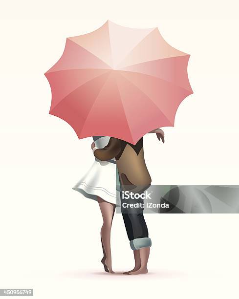 Lovers Under Umbrella Stock Illustration - Download Image Now - Couple - Relationship, Falling in Love, Rain