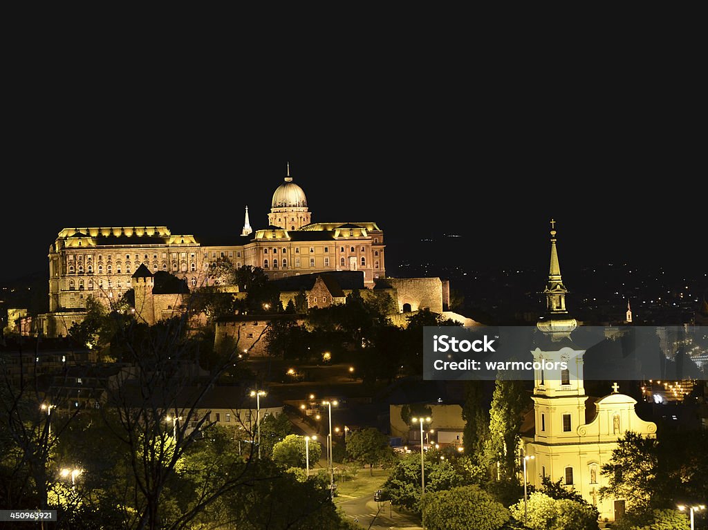 ブダ城の夜景のブダペスト,ハンガリー - ��イルミネーションのロイヤリティフリーストックフォト