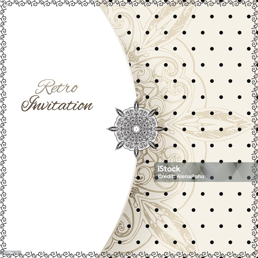 Vintage lace polka dots Vektor ornament-Karte - Lizenzfrei Altertümlich Vektorgrafik