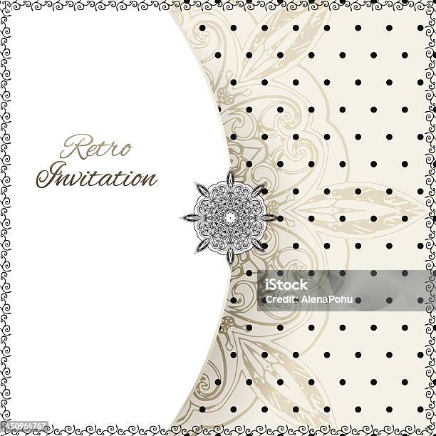 Vintage Lace Polka Dots Vektor Ornamentkarte Stock Vektor Art und mehr Bilder von Altertümlich - Altertümlich, Arabeske, Asiatische Kultur