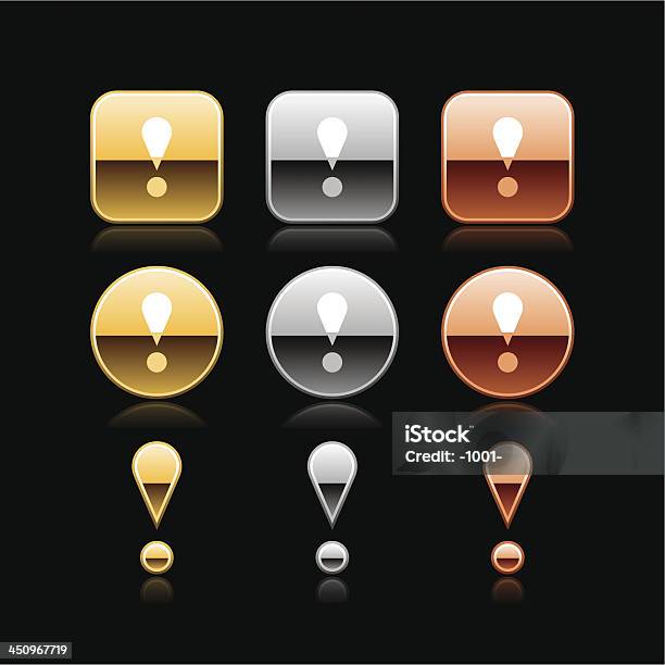 Quadrado Ponto De Exclamação De Círculo De Ícone De Web De Botão Cromado - Arte vetorial de stock e mais imagens de Amarelo