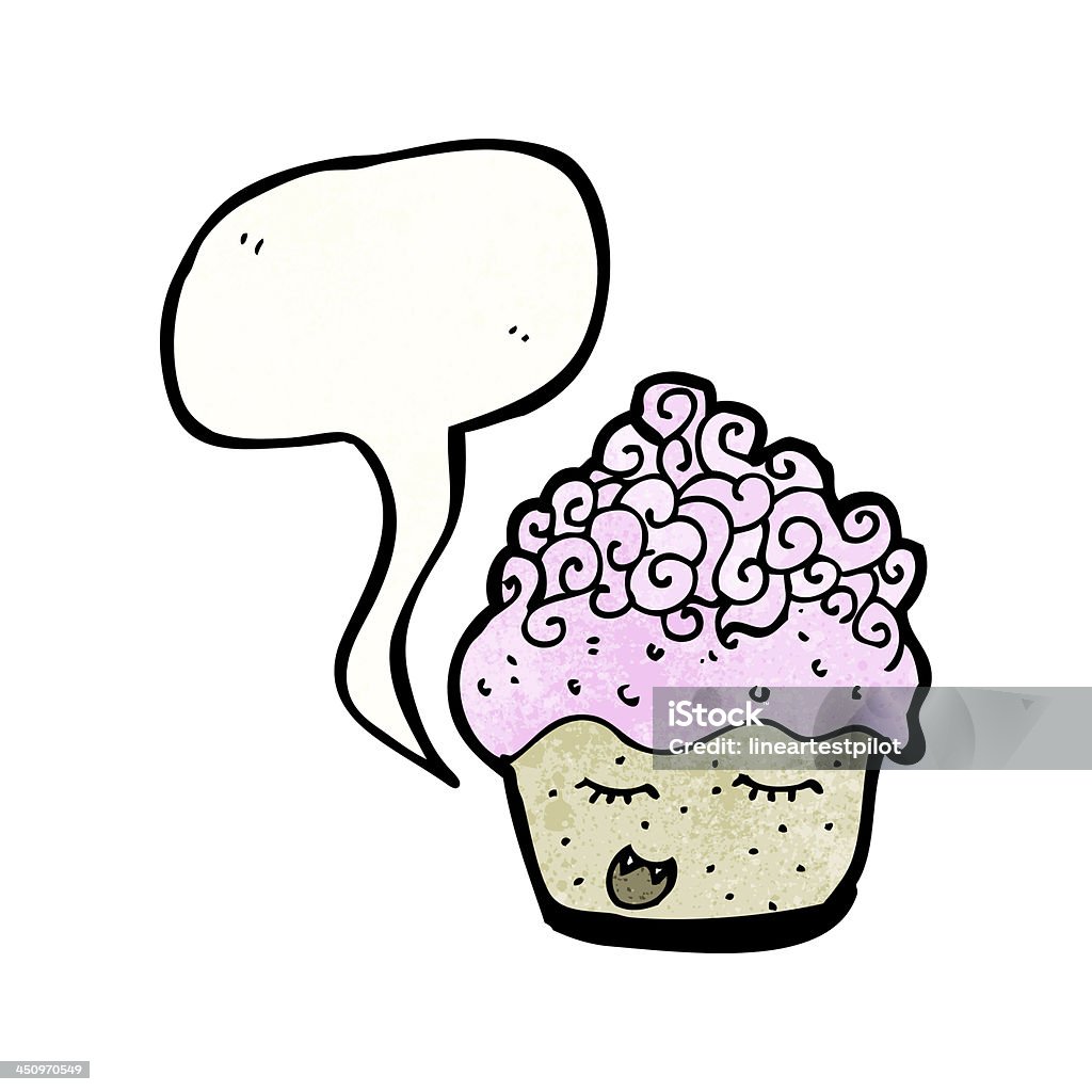 cartoon cupcake Retro cartoon with texture. Isolated on White. Bizarre stock illustration