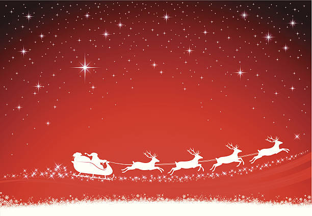 ilustrações de stock, clip art, desenhos animados e ícones de fundo de natal com pai natal - overnight delivery illustrations