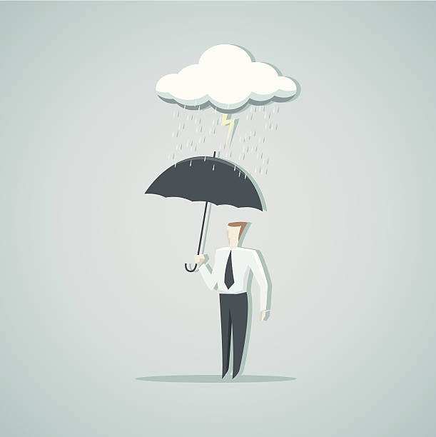 ochrona przed kryzysem - insurance rain insurance agent umbrella stock illustrations