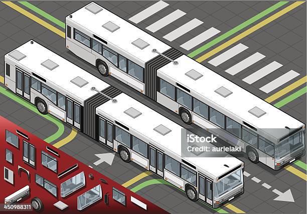 Bus Following Distance Visual Isometric Long Bus In Front View Stock Illustration - Download Image ...