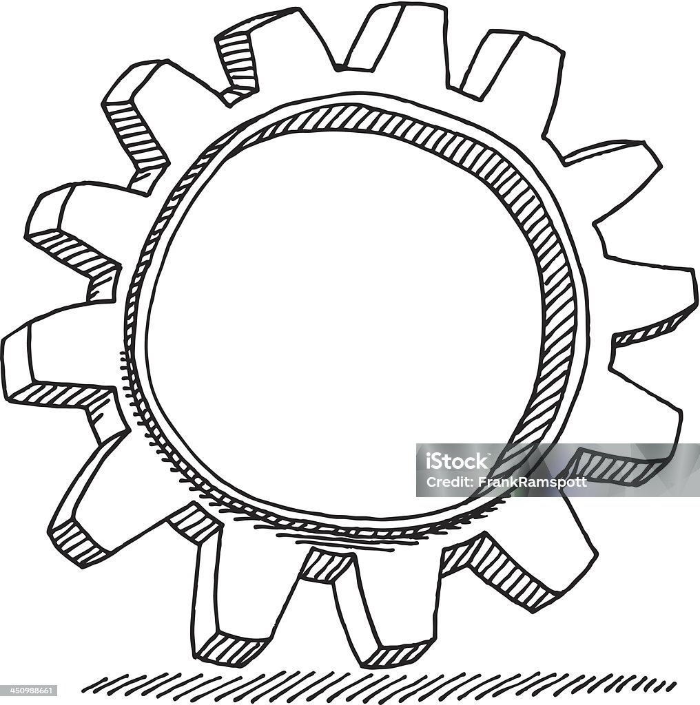 Single Gear Drawing Stock Illustration - Download Image Now - Black And