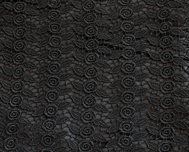 istock Detail of black lace pattern fabric 450988665