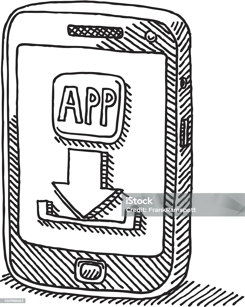 スマートフォンのアプリのダウンロードアイコンを描画 - ダウンロードのロイヤリティフリーベクトルアート