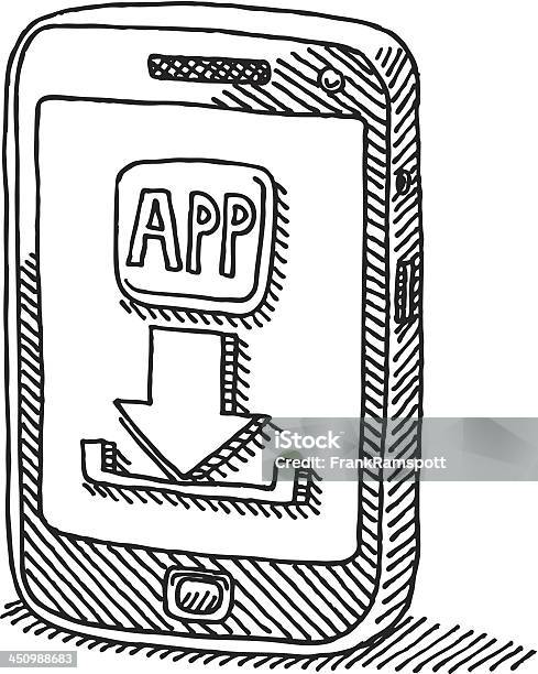 スマートフォンのアプリのダウンロードアイコンを描画 - ダウンロードのベクターアート素材や画像を多数ご用意 - ダウンロード, 電話機, 携帯情報端末