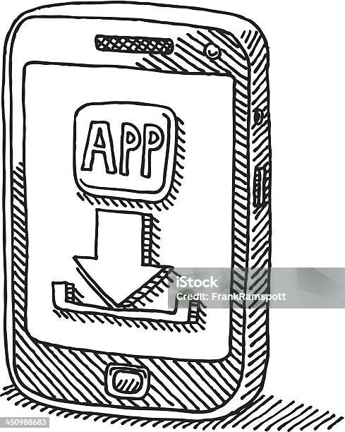 Vetores de Aplicativo Para Smartphone Ícone De Download De Desenho e mais imagens de Download
