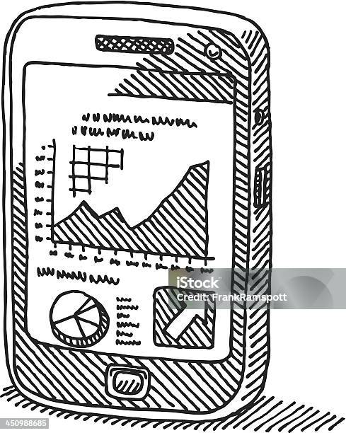 Smartphone Business Graph Drawing Stock Illustration - Download Image Now - Graph, Drawing - Art Product, Line Graph