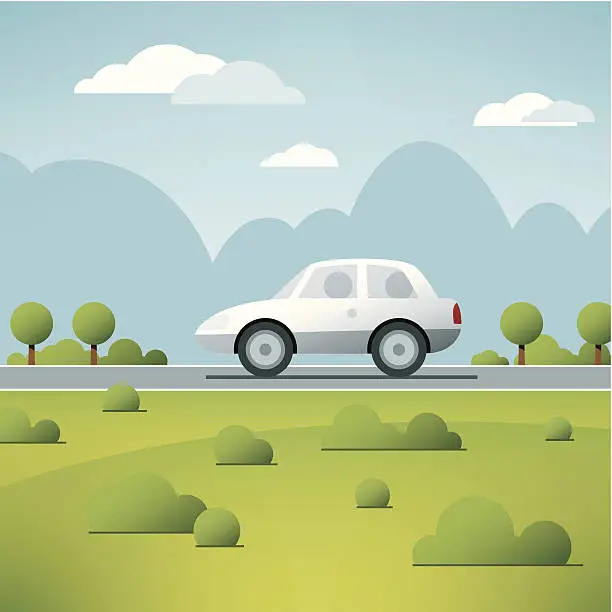 Vector illustration of Car Travel Landscape Vector